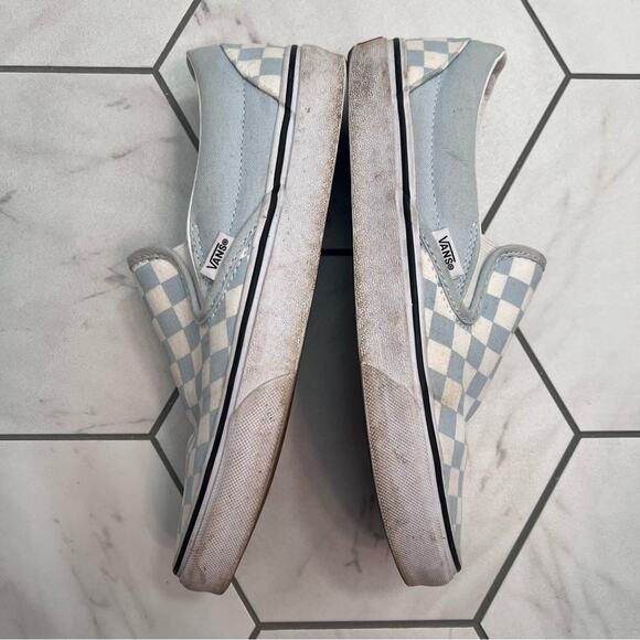 Vans Light Blue Classic Checkerboard Slip on Shoes Size 8.5 Women's - Picture 6 of 9